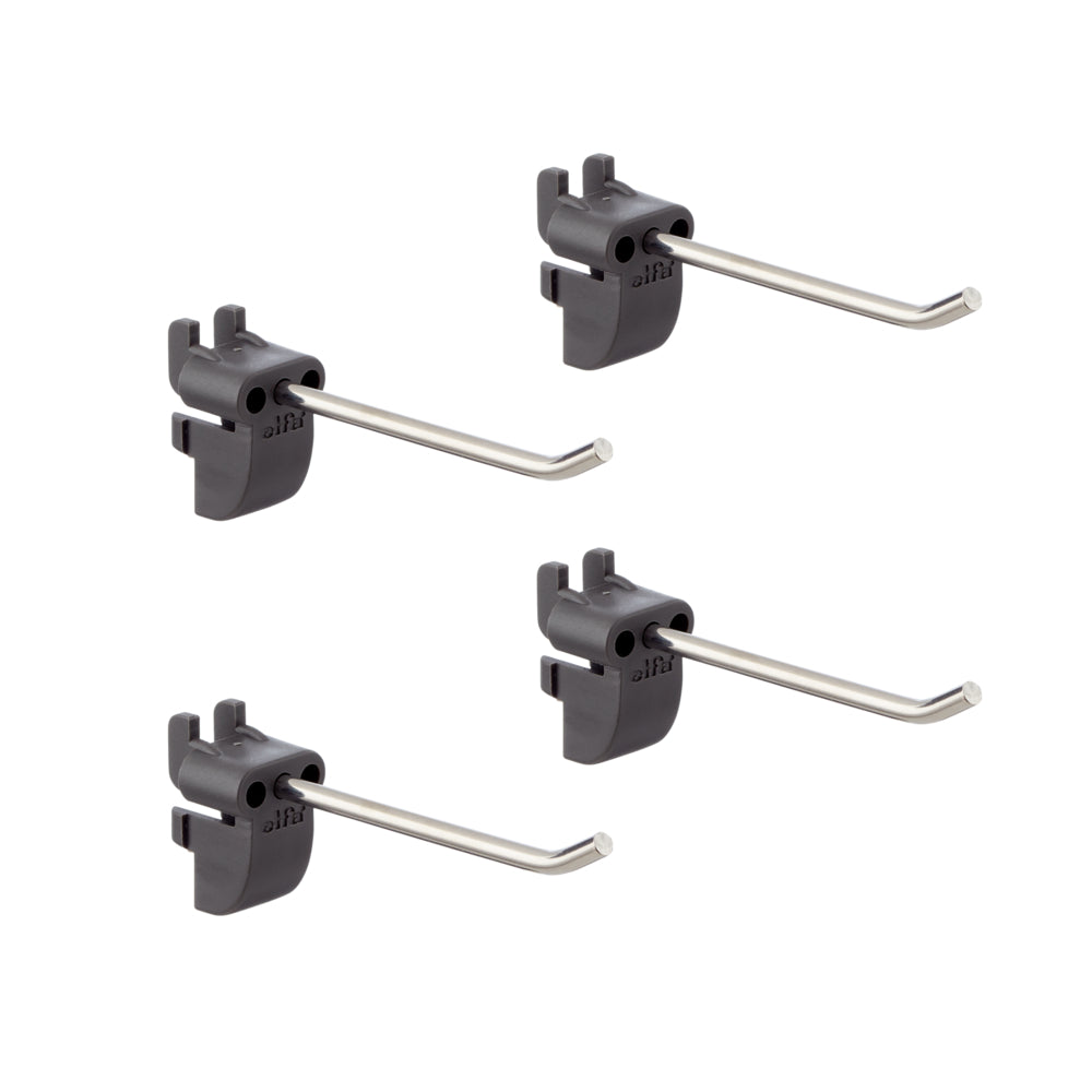 Lange rechte haak voor pegboard set van 4 grijs - Garage+ by Elfa