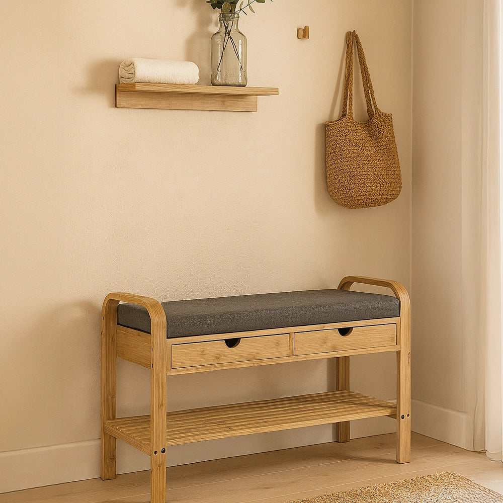 Bambus-Schuhbank mit Kissen Five®