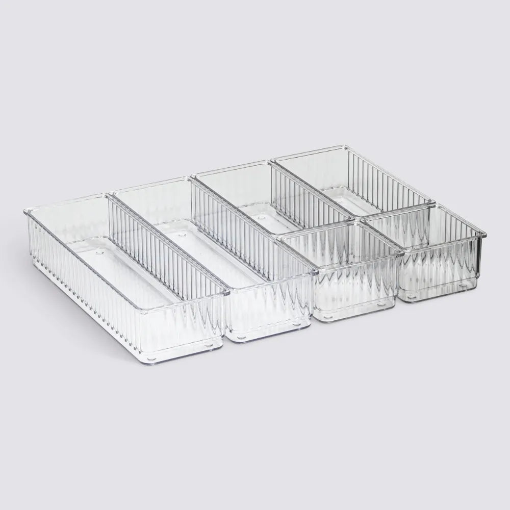 Transparante ladebakjes 6-delige set ribbelpatroon Five®