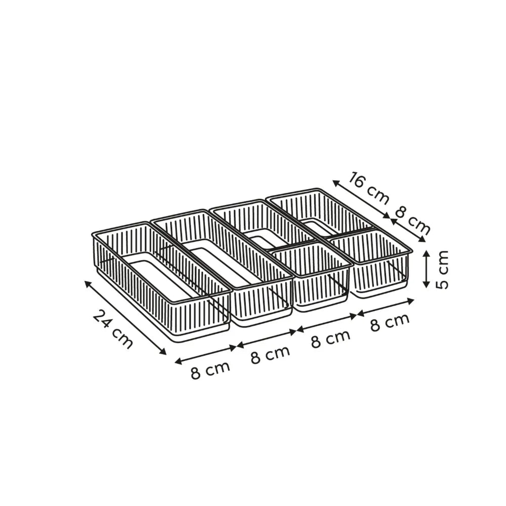 Transparante ladebakjes 6-delige set ribbelpatroon Five®