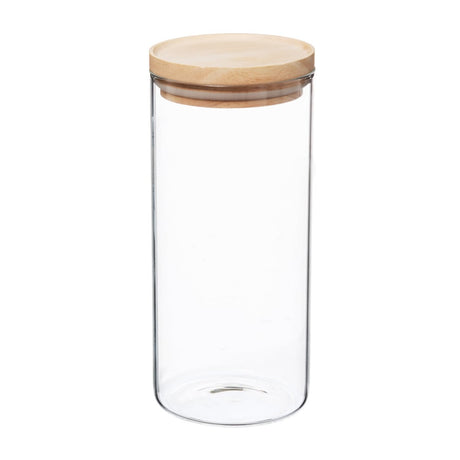 glazen voorraadpot met hout