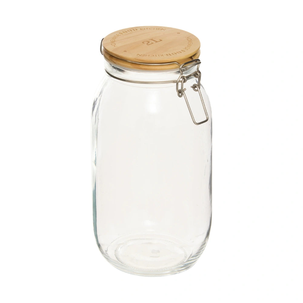 Glazen weckpot houten deksel 2 liter Five®