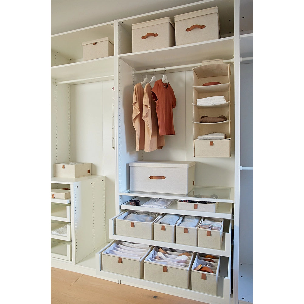 kledingkast-organizers-beige-opbergdozen