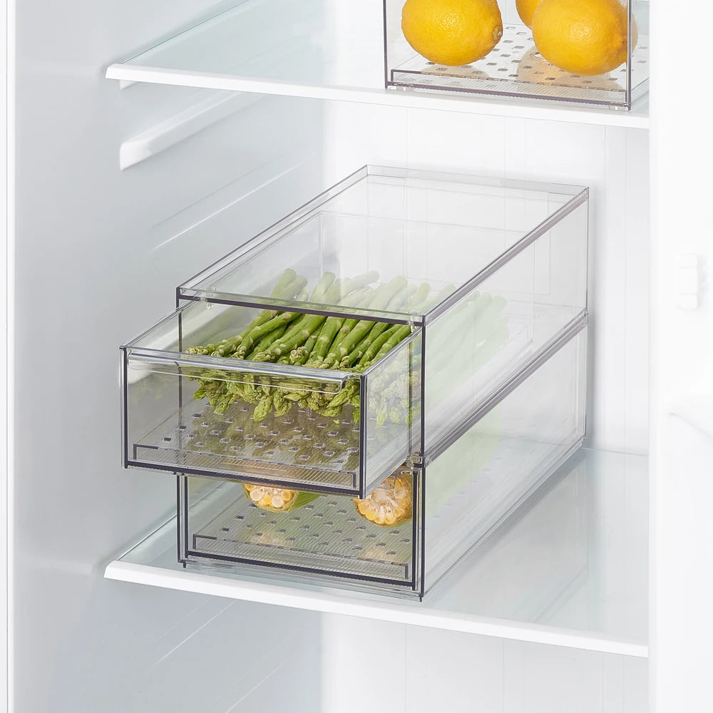 So Clever x Vacane Kühlschrankbehälter mit Schublade und Abtropfeinsatz Medium