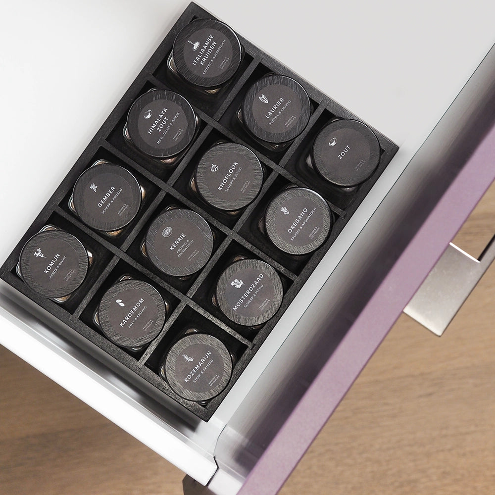 So Clever Kräuterset-Organizer-Schublade mit 12 Kräutergläsern und 72 Etiketten