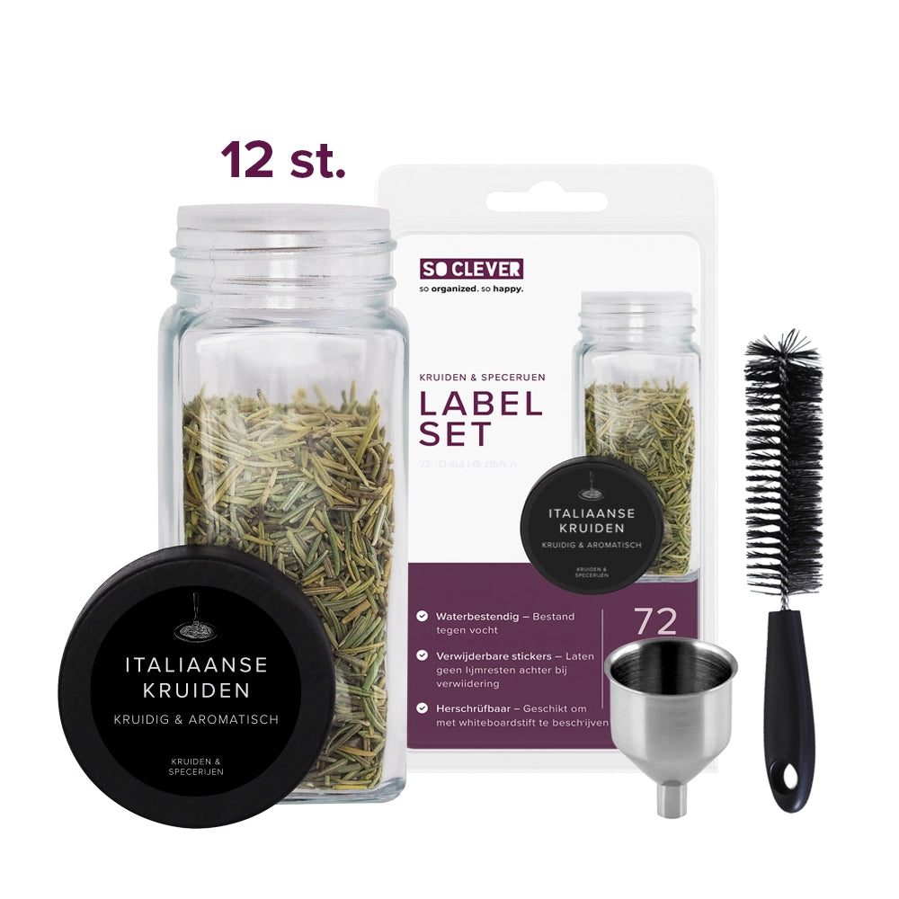 So Clever Gewürzset 12 Gewürzgläser 120 ml mit Ø35mm Etiketten