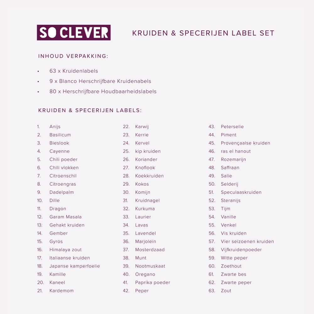 So Clever Gewürzset 24 Gewürzgläser 120 ml mit Ø35mm Etiketten