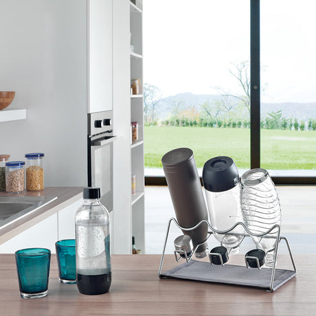 metaal grijs rek flessen keuken