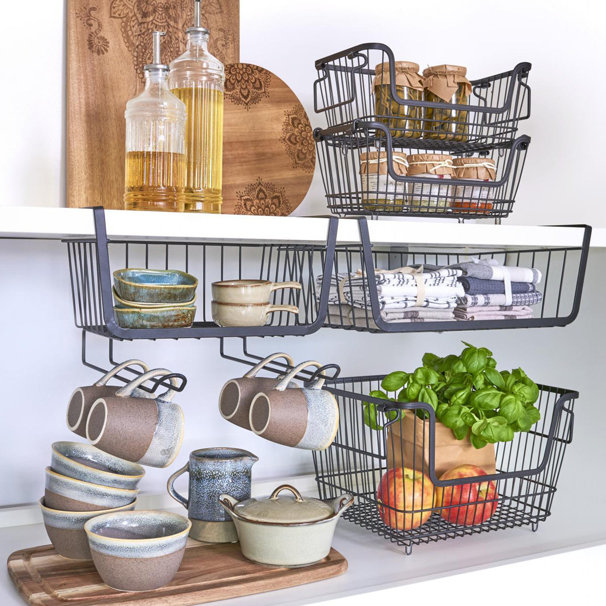 opbergmanden voor aan plank