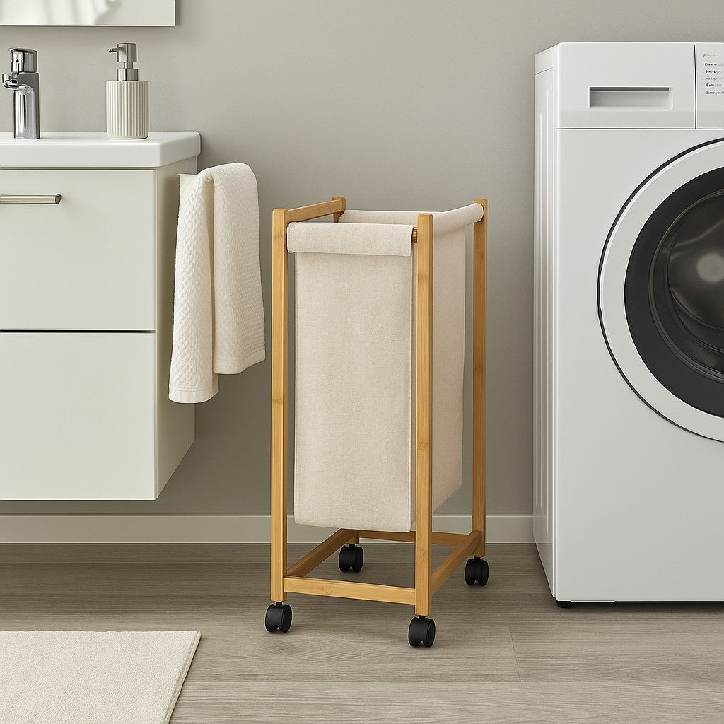 Schmaler Wäschekorb auf Rädern Five®