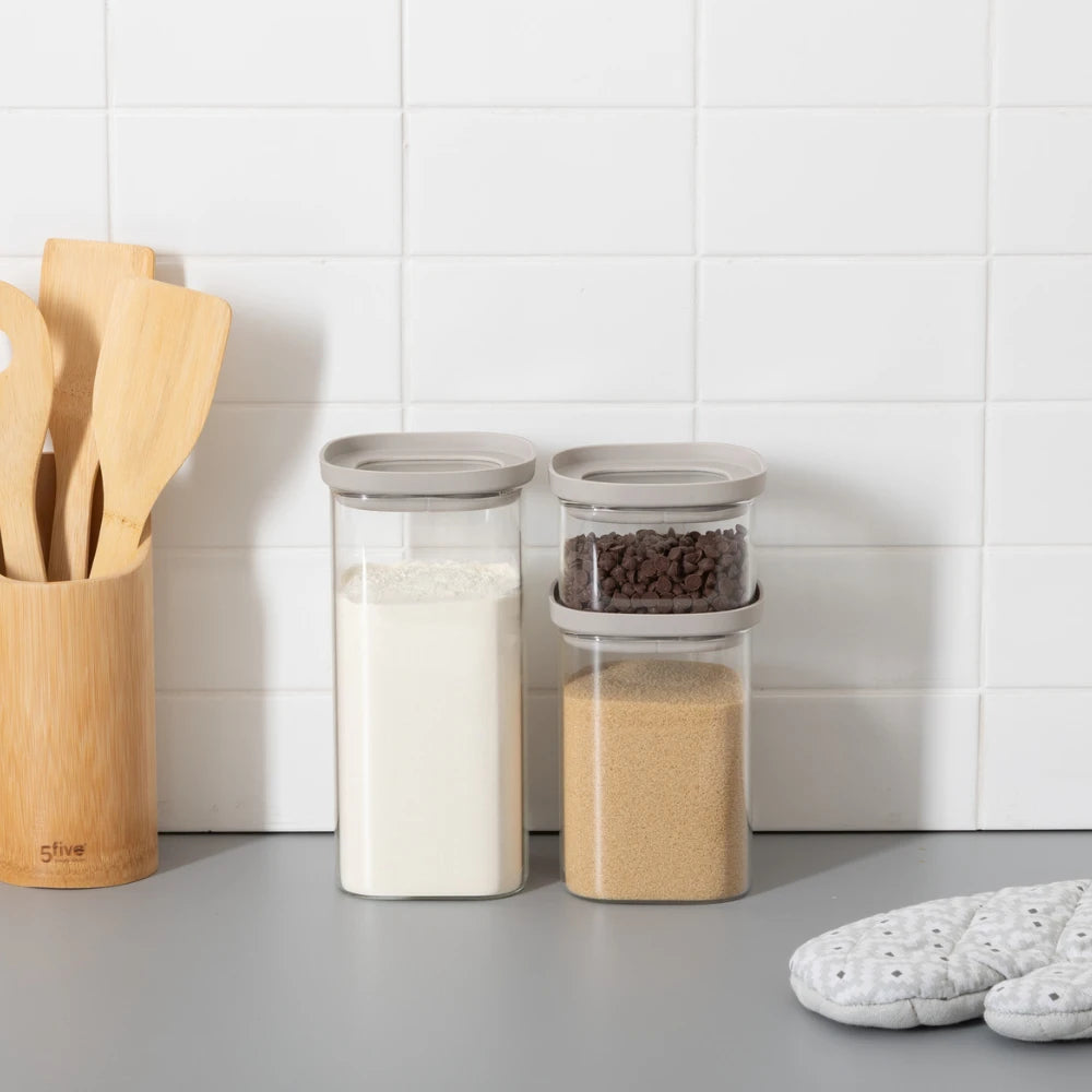 Glazen voorraadpot 2.0 liter vierkant stapelbaar Five®