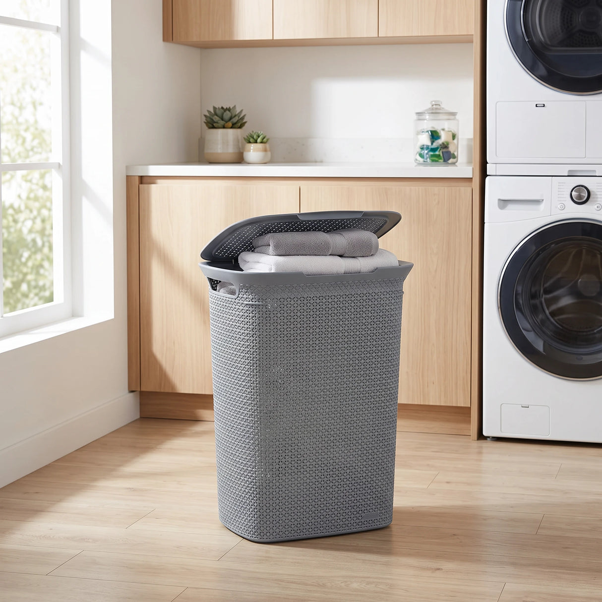 Kunststof wasmand met deksel 57 liter Five®