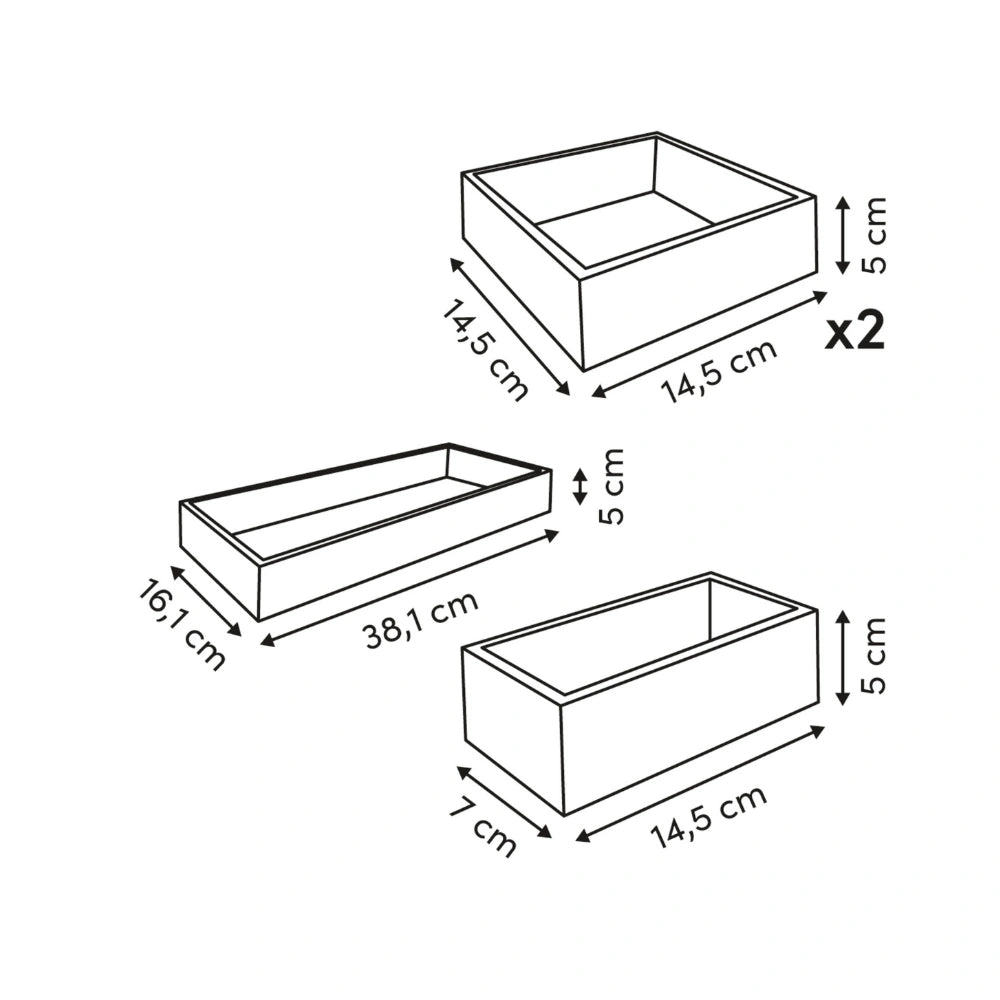 Bamboe ladebakjes 5 cm hoog 4-delige set Five®