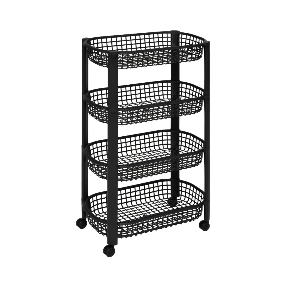 Kunststof zwarte trolley met 4 mandjes Five®