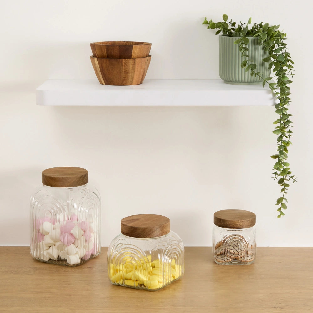 Decoratieve glazen voorraadpot 4 liter Acacia deksel Five®