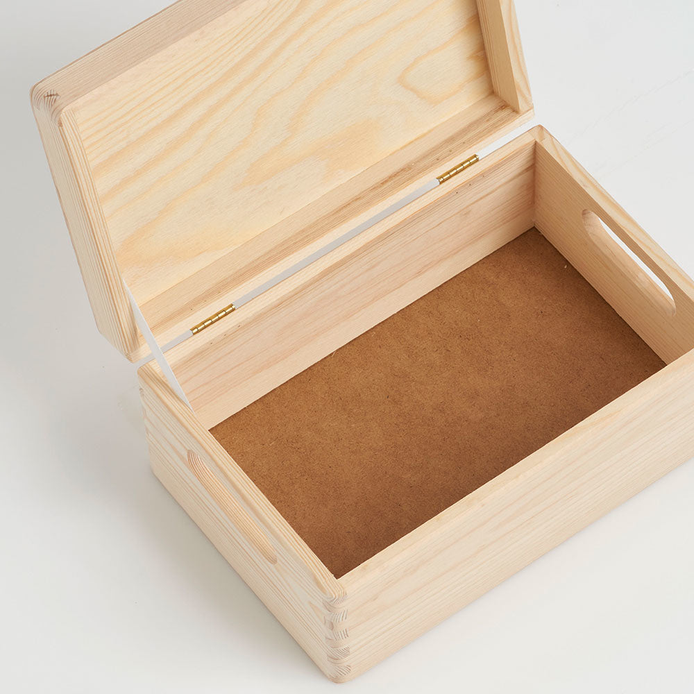 Holzkiste Mit Deckel 30x20x13,5 Cm – Stabile Aufbewahrungsbox Aus Kiefernholz | Mit Griffen & Klappverschluss