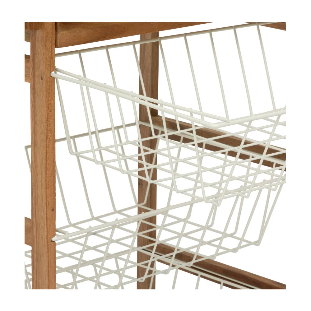 Houten keukentrolley met opbergmanden Five®