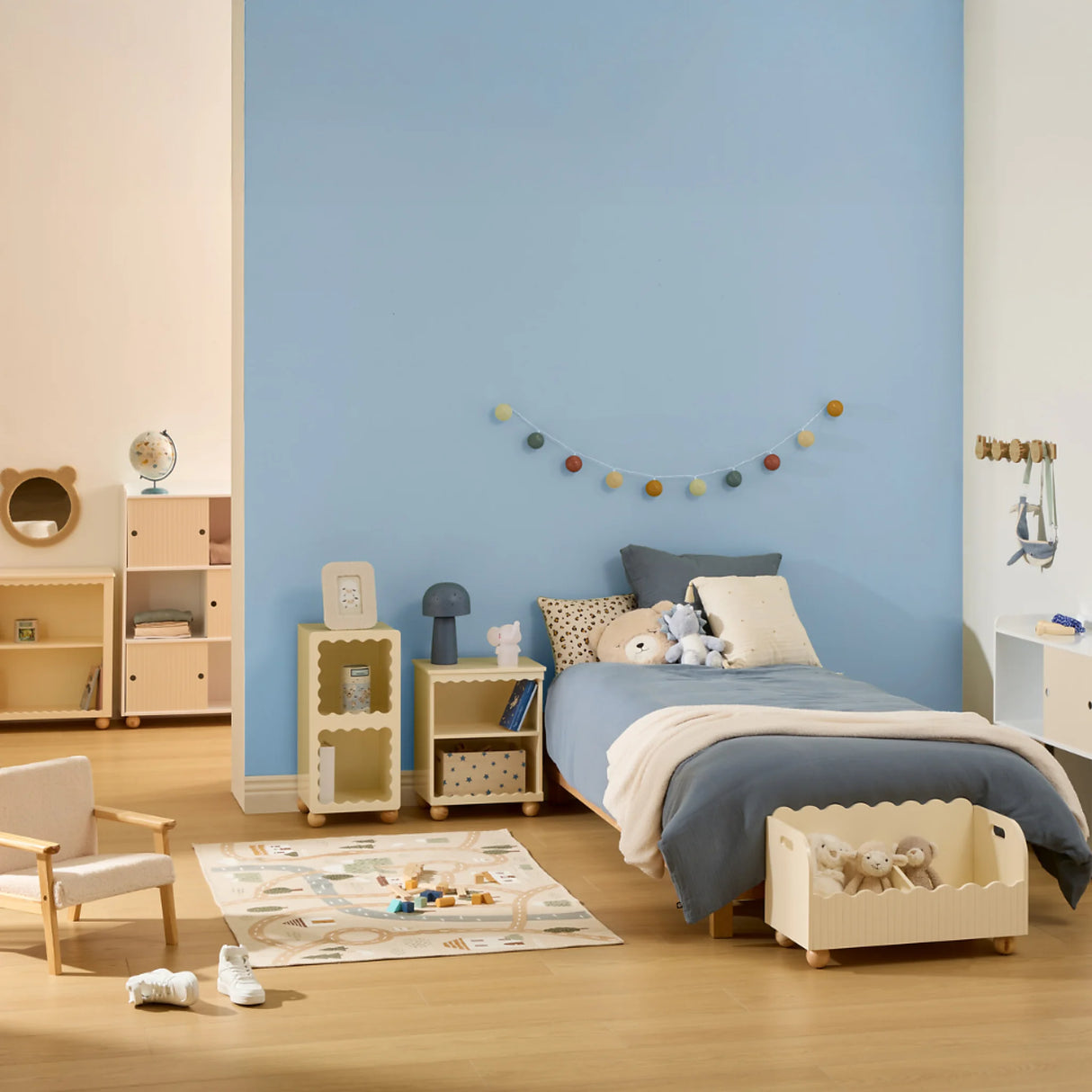 Kindergarderobe Holz mit 4 Haken Atmosphera