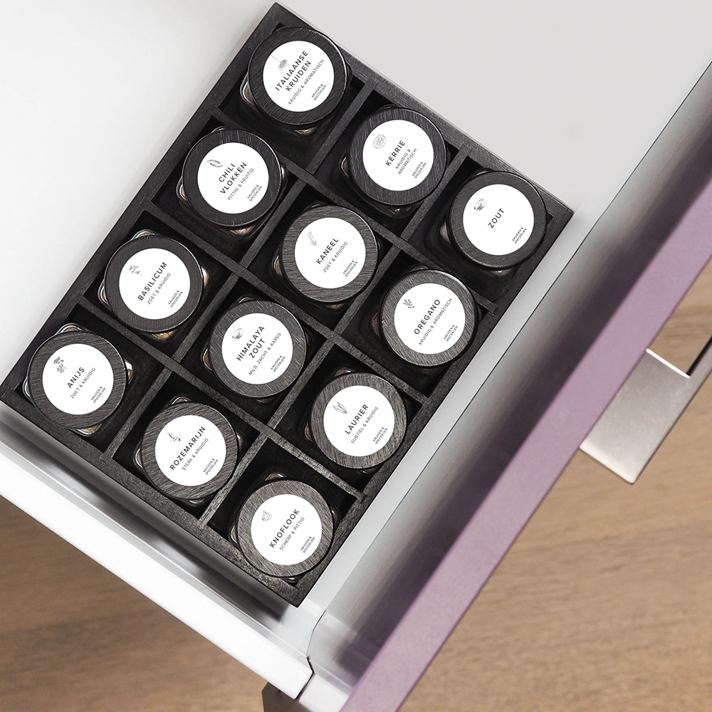 So Clever Kräuterset-Organizer-Schublade mit 12 Kräutergläsern und 72 Etiketten