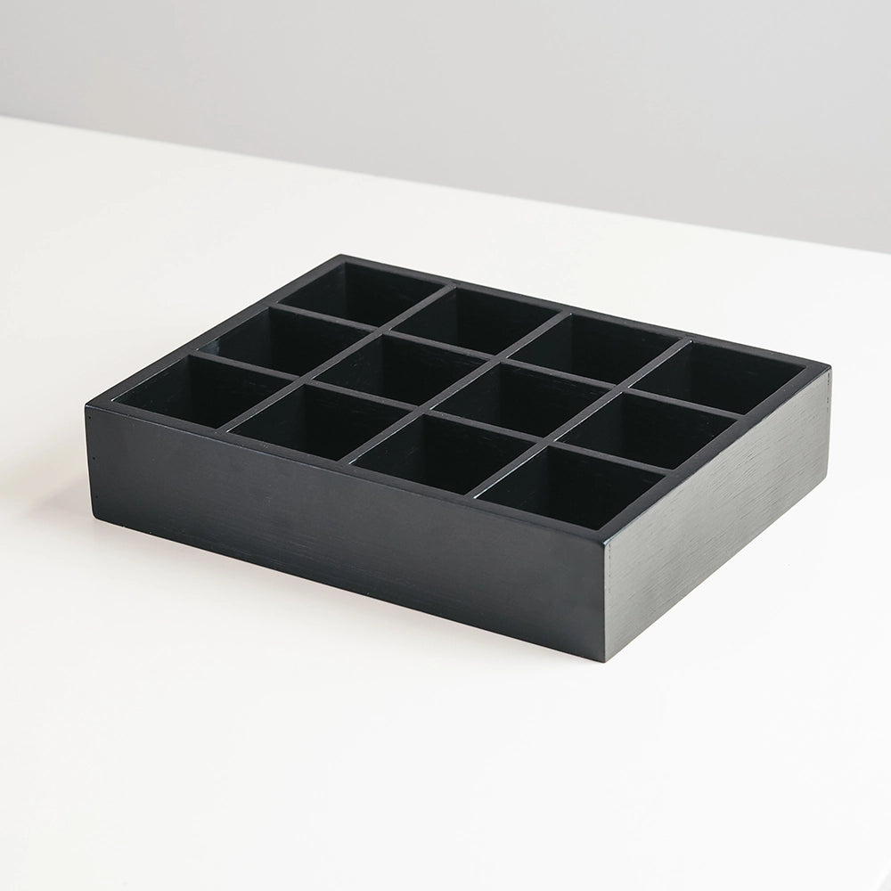 Bambus Schubladen-Organizer Mit Etiketten – 39,4x24,1x5 Cm, Schwarz, Für Besteck & Küchenutensilien
