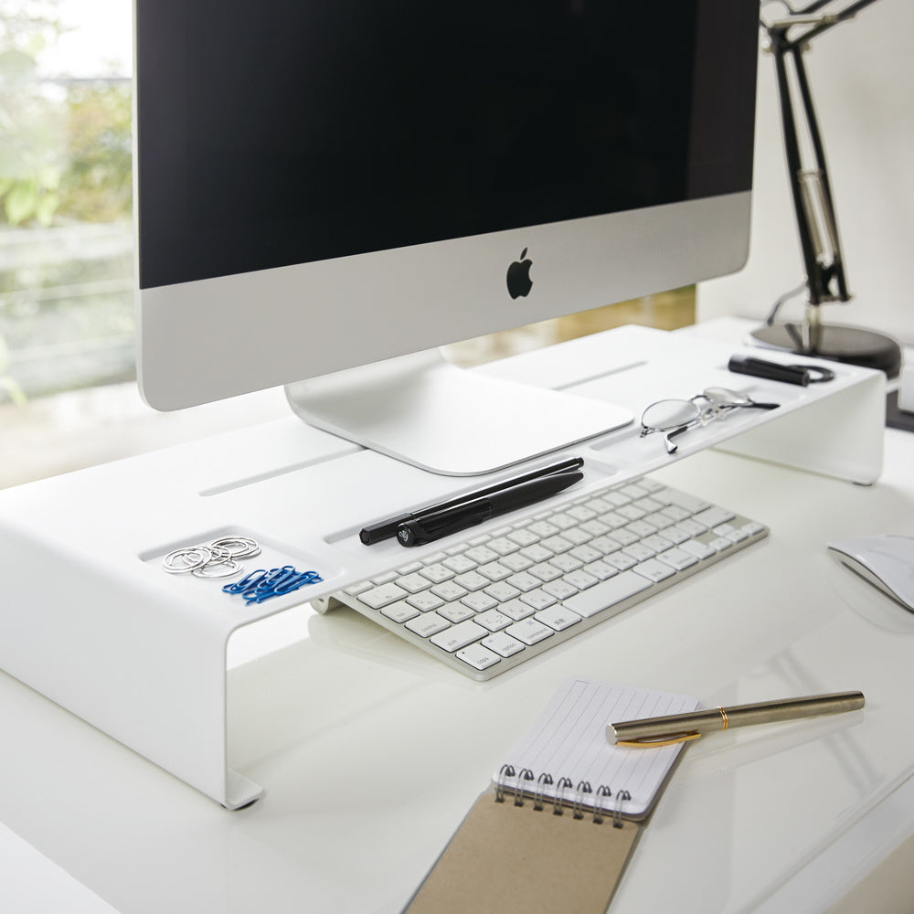thuiswerk plek witte monitor verhoging