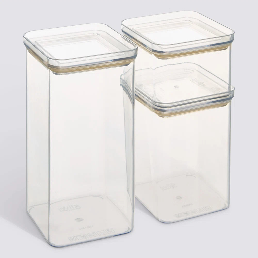 Voorraadpotten set (500ml + 1.0L + 1.5L) luchtdicht en stapelbaar Five®