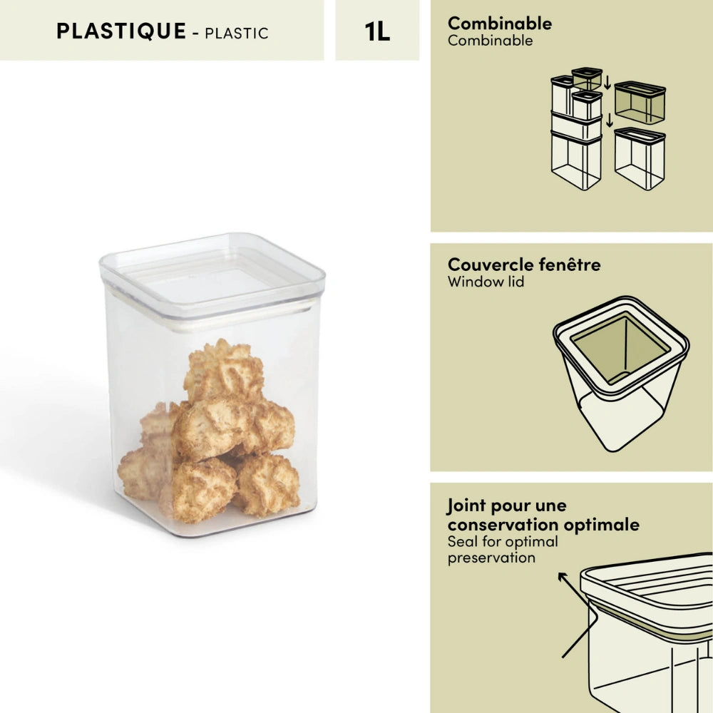 Voorraadpot 1.0 liter luchtdicht en stapelbaar Five®