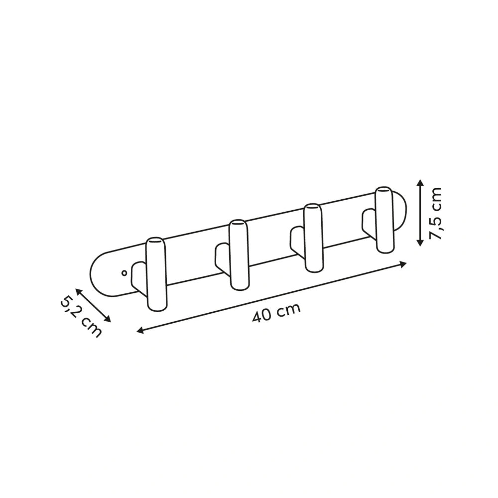 Wandkapstok metaal/hout 40cm met 5 ophanghaken Five® Cassie