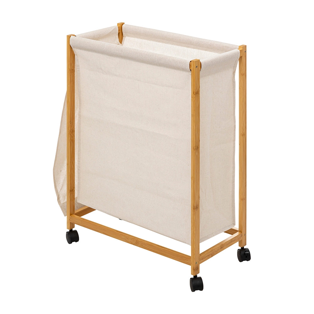 Mind Reader 2er-Set Wäschekorb Mit Deckel – 40 Liter, Weiden-Design, Schmal & Platzsparend, Weiß